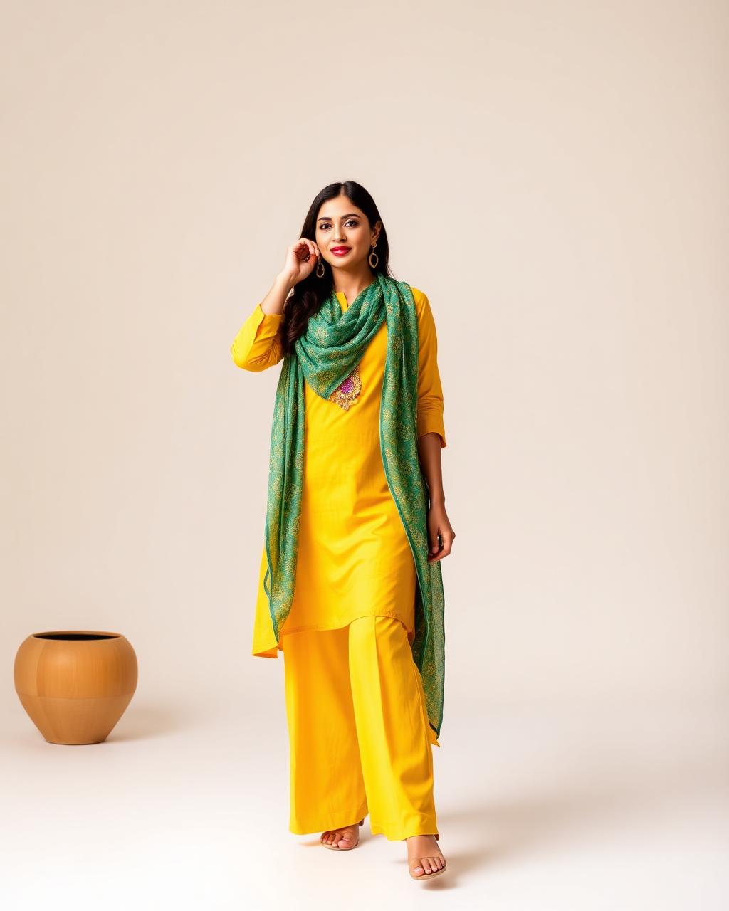 Yellow kurti styling
