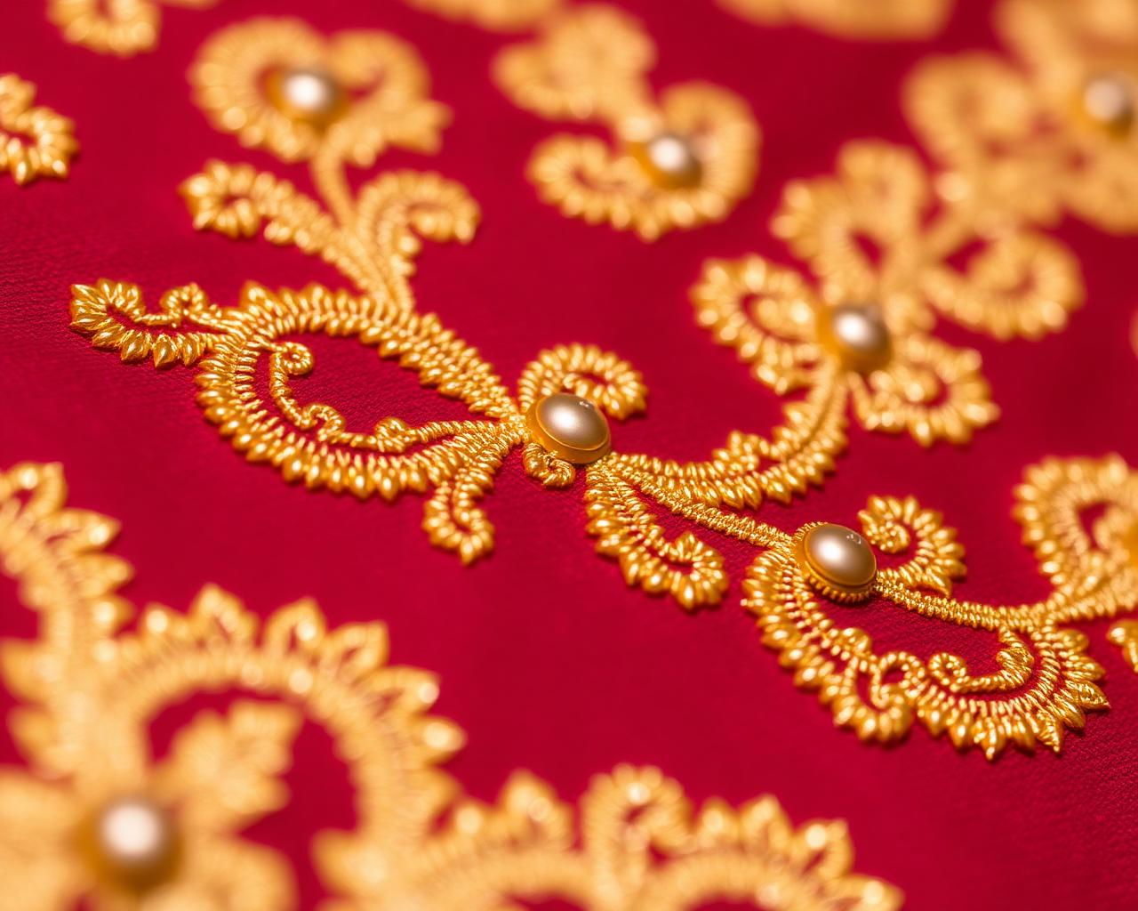 Gold zari embroidery detail